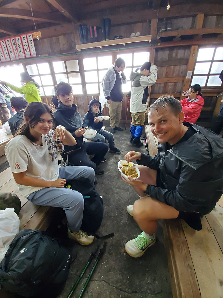 Break time at the summit of Mt.Fuji
