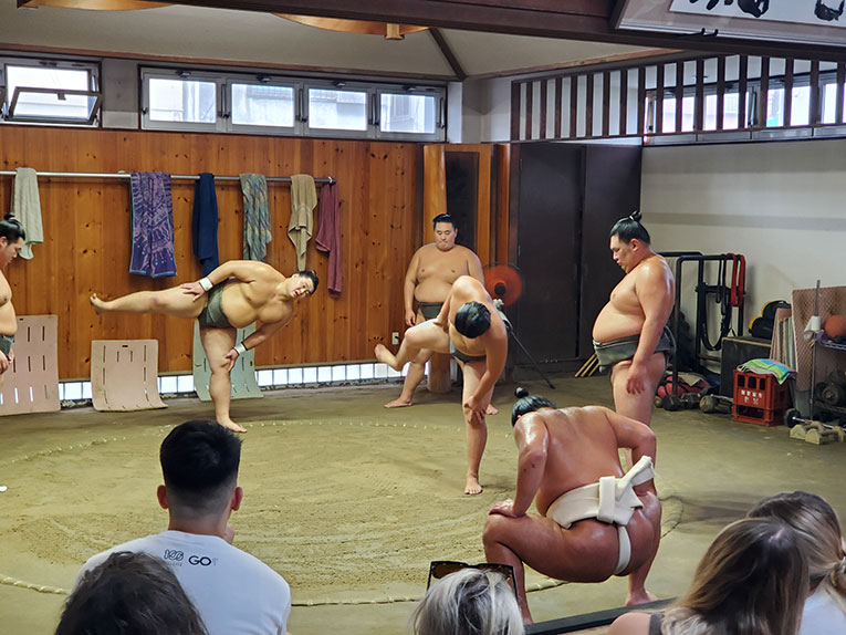 Sumo Morning Practice at Tatsunami Stable