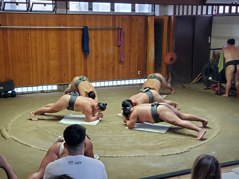 Sumo Morning Practice at Tatsunami Stable
