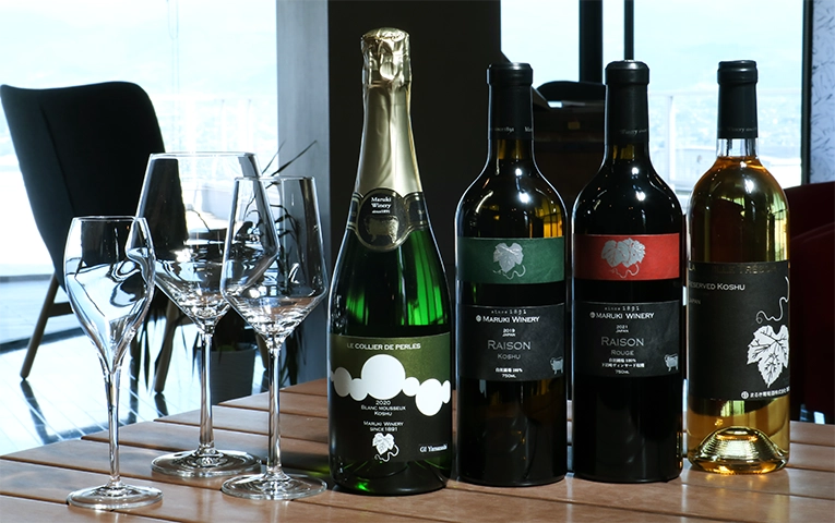 Variety of wines at Maruki winery